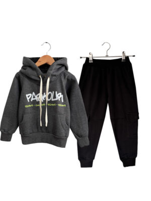 SUDADERA PARK - Buzo gris osc + jogger negro