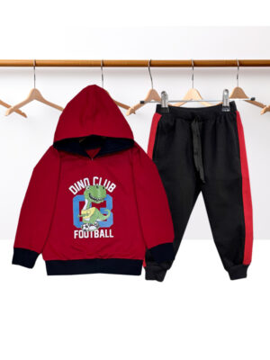 SUDADERA BEBE DINO - Buzo rojo -jogger negro