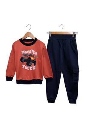SUDADERA MONSTER - Buzo naranja + jogger azul