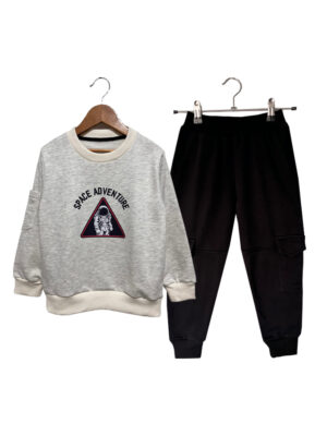 SUDADERA SPACE - Buzo marfil + jogger negro