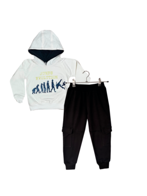 SUDADERA JUMPS - Buzo marfil + jogger negro
