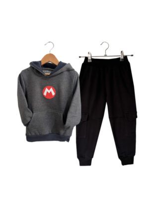 SUDADERA MARIO 1 - Buzo gris + jogger negro