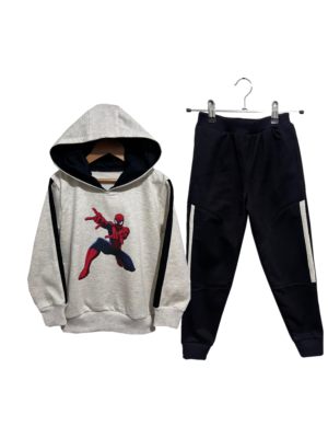 SUDADERA SPIDERMAN - Buzo marfil + jogger negro