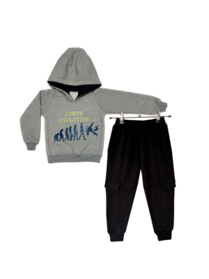 SUDADERA JUMPS - Buzo gris jaspe + jogger negro